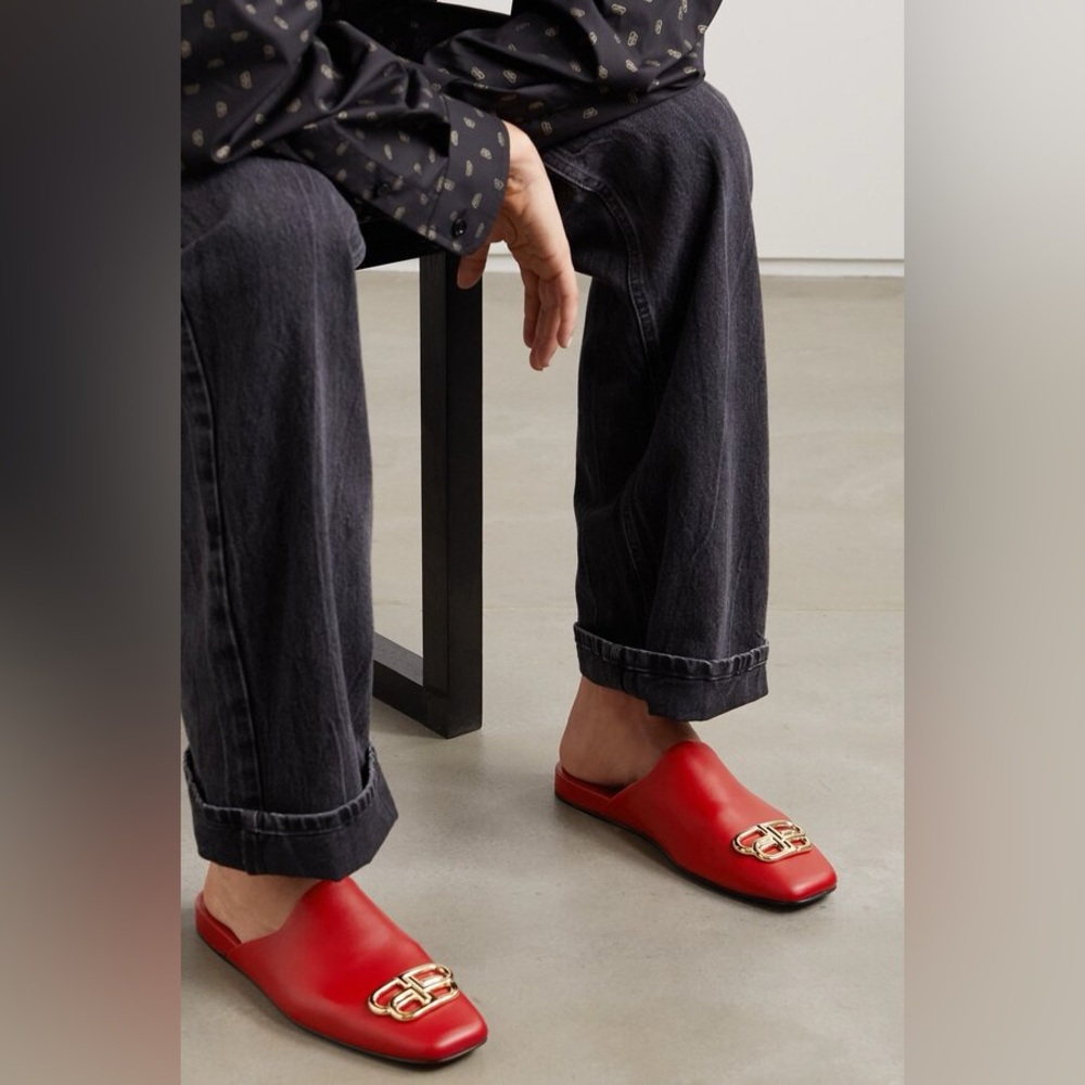 Balenciaga BB Cosy Black Leather Mules 36 - Picture 4 of 16